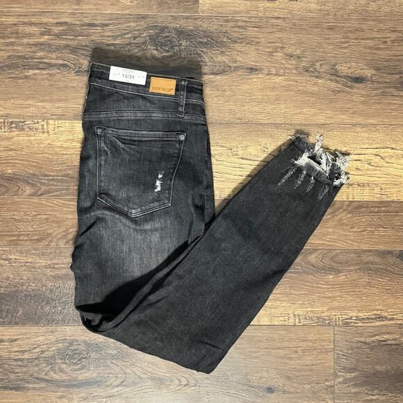 Judy Blue Women's High Waist Skinny Exposed Button Fly Destroyed Black JB88129 - Picture 2 of 4